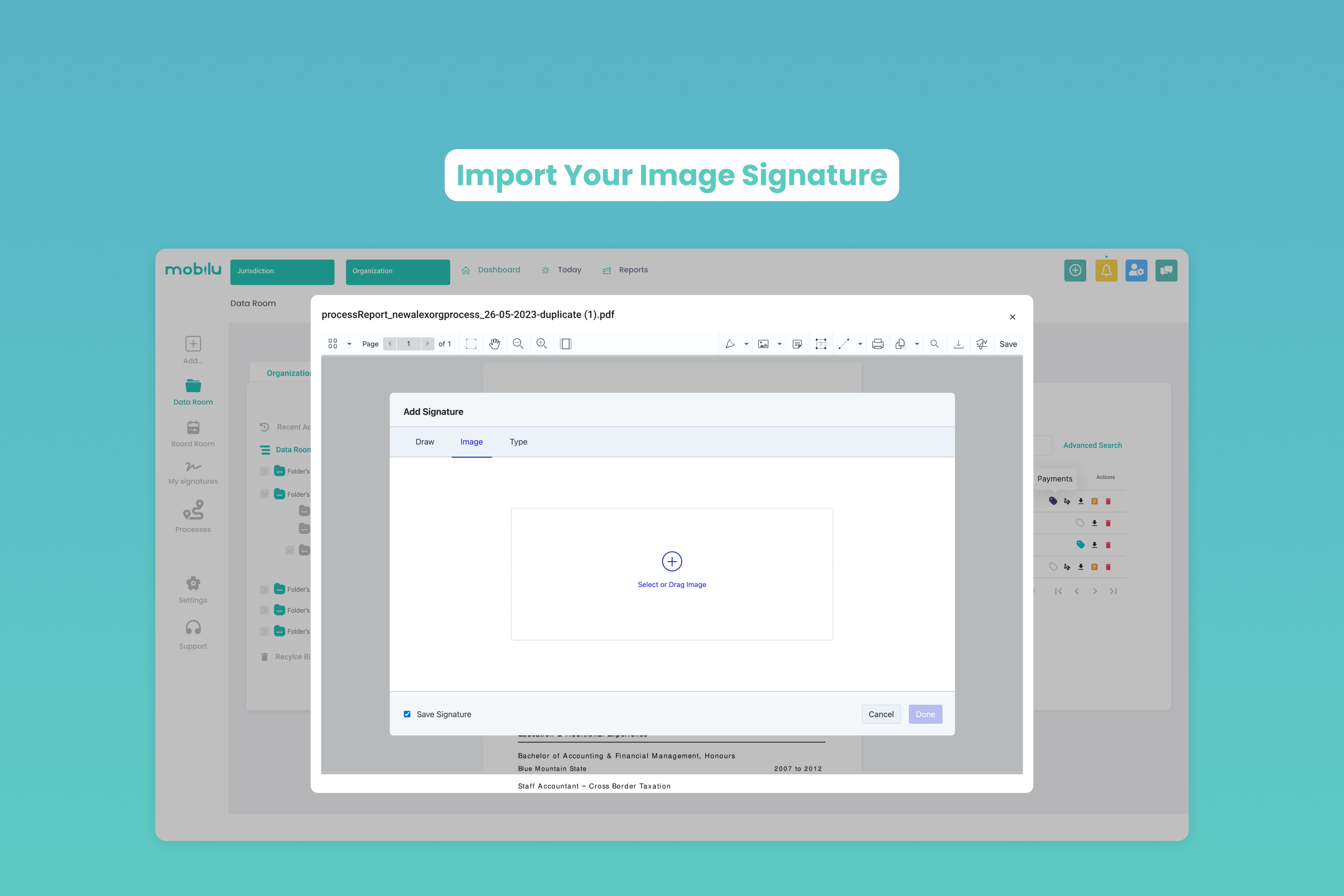 screenshot of Mobilu Digital Signature
